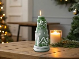 Molde silicona botella Navidad con casita grande